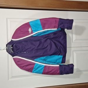 BMW padded biker riding coat - nylon zip up - blue purple pink - 14 (Large)